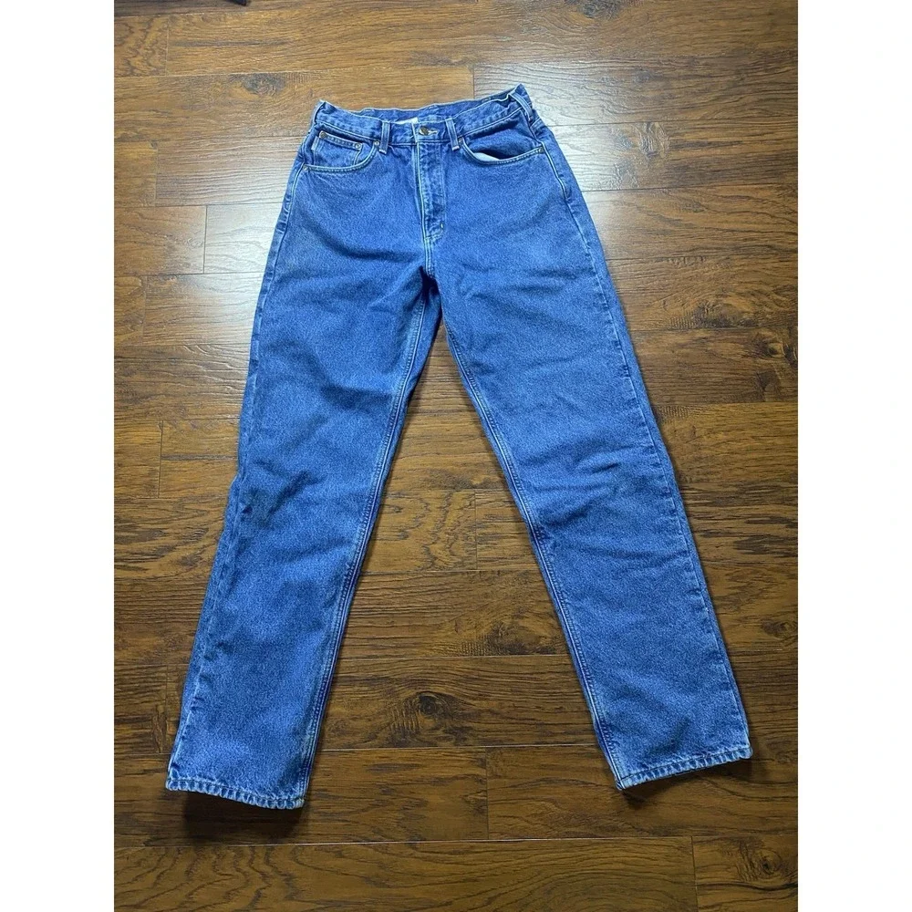 Carhartt Relaxed Flannel Tapered Jean Blue Denim High Rise Workwear Mens 29x34.5